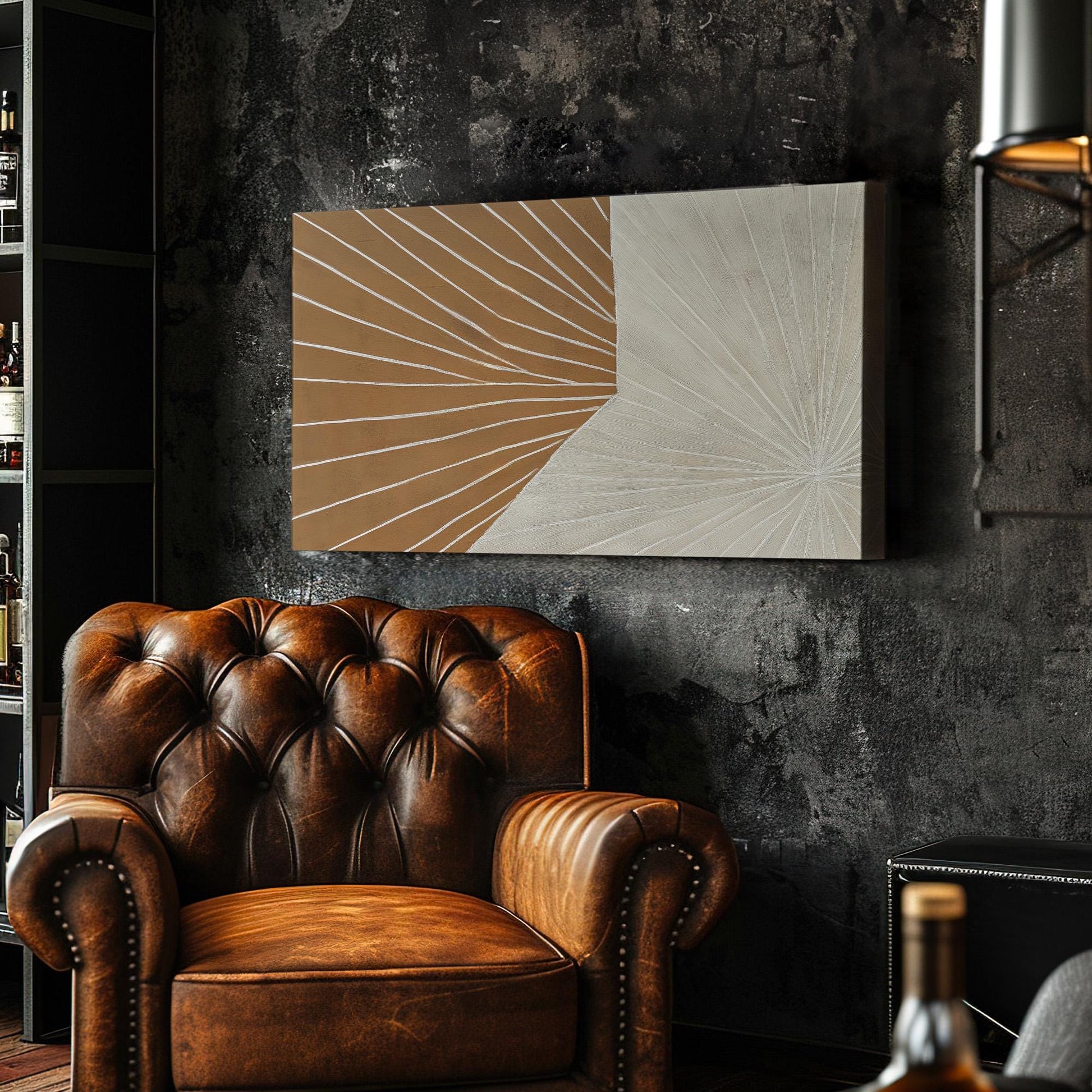 Terra Radiance Wall Art Above Bed, Horizontal Terracotta Abstract Canvas Print, Desert Glow Decor Canvas Art