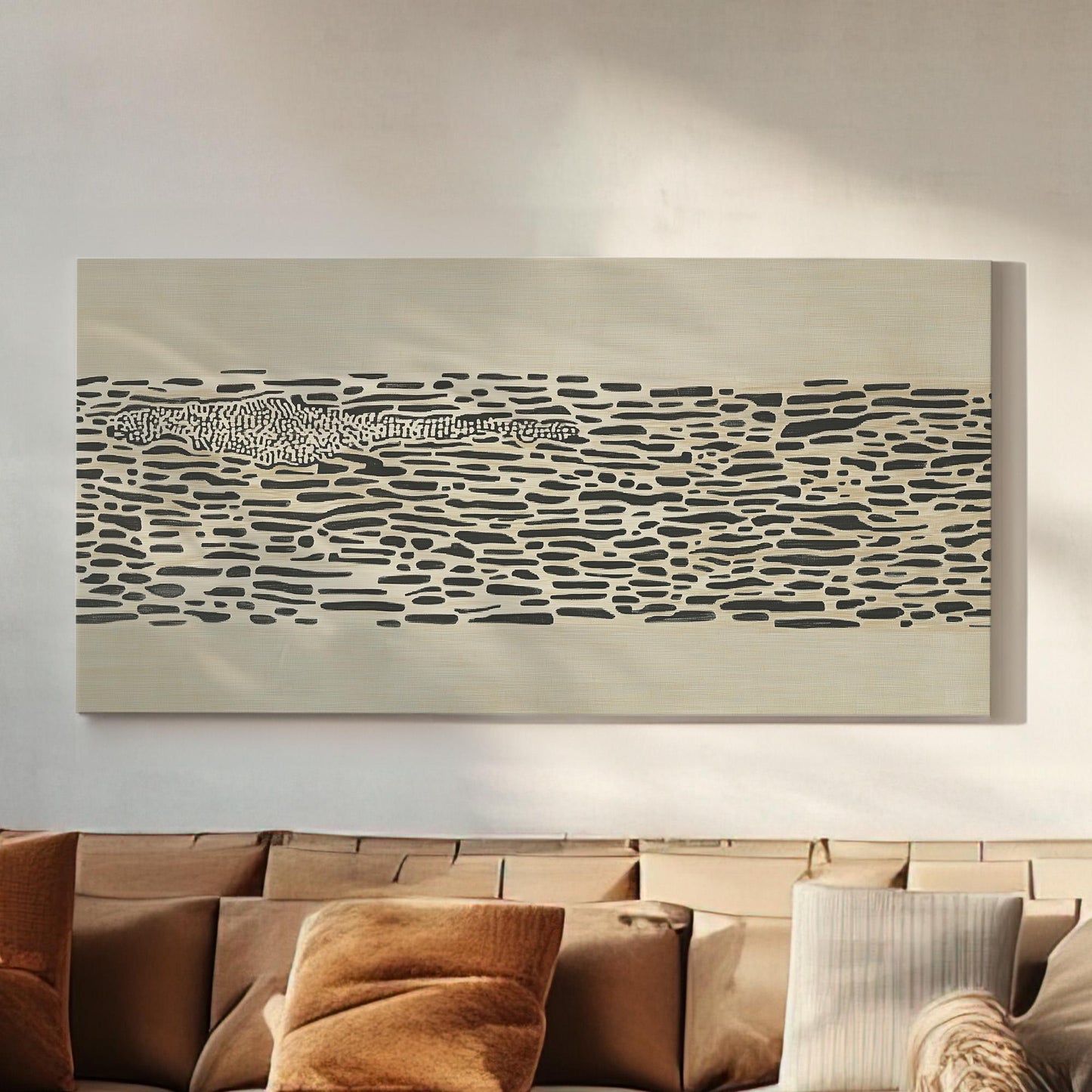 Silent Predator Wall Art For Living Room, Horizontal Abstract Crocodile Canvas Print, Neutral Safari Decor Canvas Art