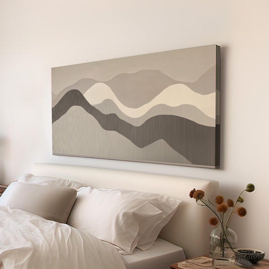 Ethereal Highlands Wall Art Above Bed, Horizontal Earthy Abstract Canvas Print, Mountain Scene  Decor Canvas Art