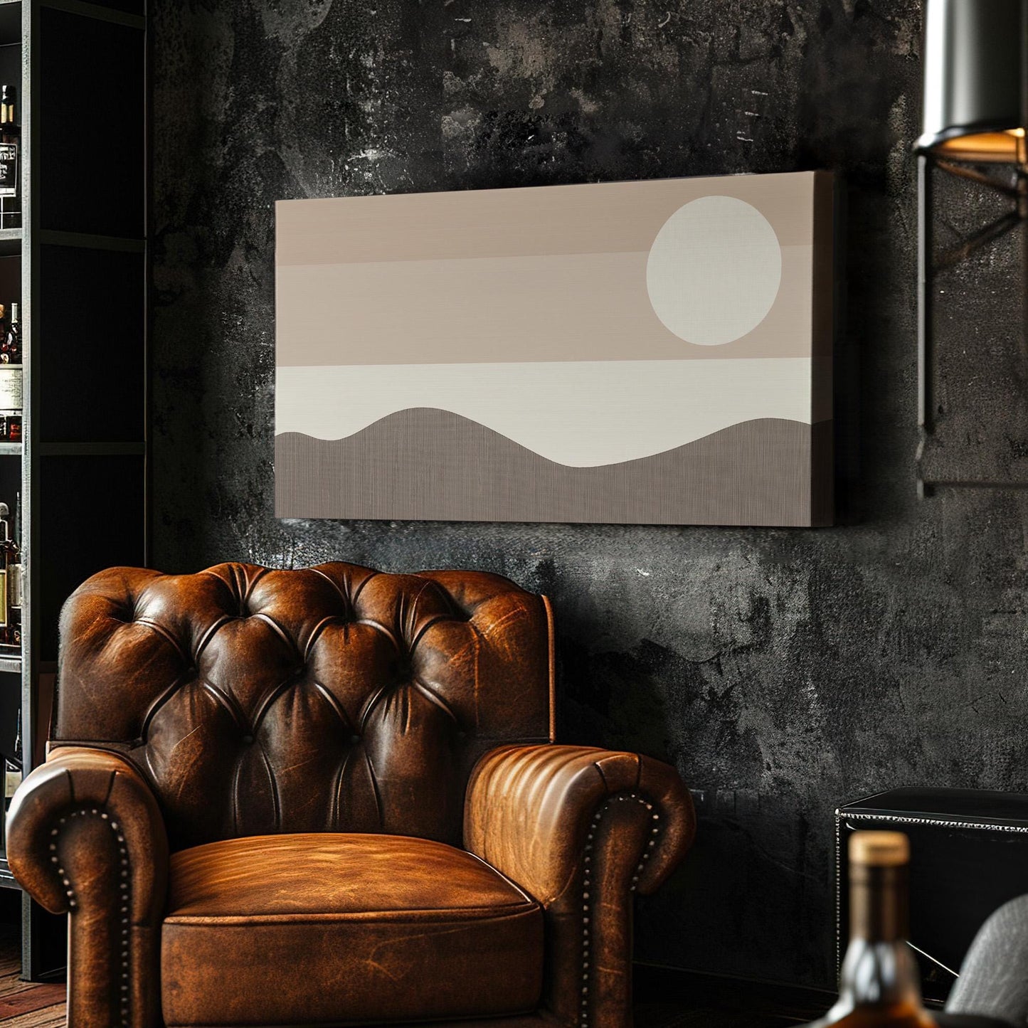 Desert Glow Wall Art For Bedroom, Horizontal BohoSunset Canvas Print, Abstract Dunes Decor Canvas Art