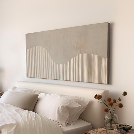 Desert Echo Wall Art For Living Room, Horizontal Scandinavian Waves Canvas Print, Abstract Sand Dunes Decor Canvas Art