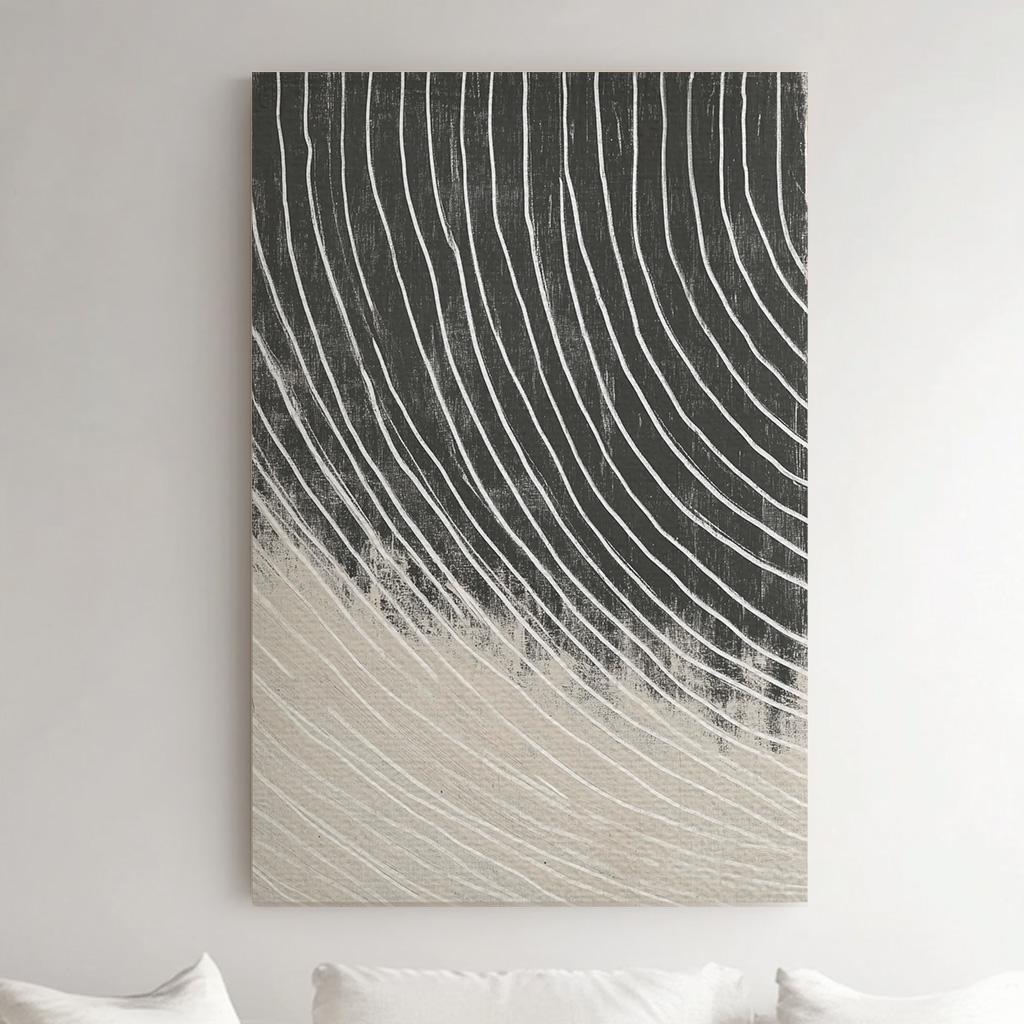 Monochrome Tornado Wall Art For Living Room, Vertical Statement Piece Canvas Print, Bold Abstract Decor Canvas Art