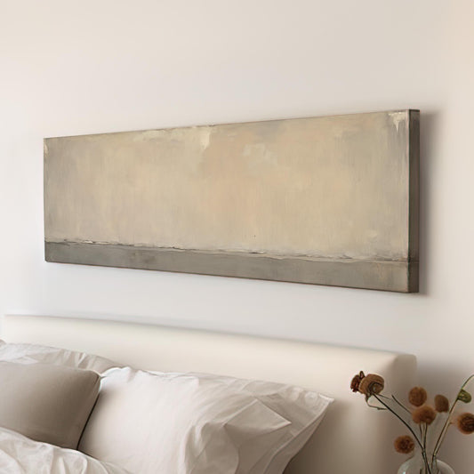 Beige Abstract Scene Panoramic Art Minimalist Colors, Canvas Sand Shades Wall Art Print, Moody Vibes Decor Canvas Art
