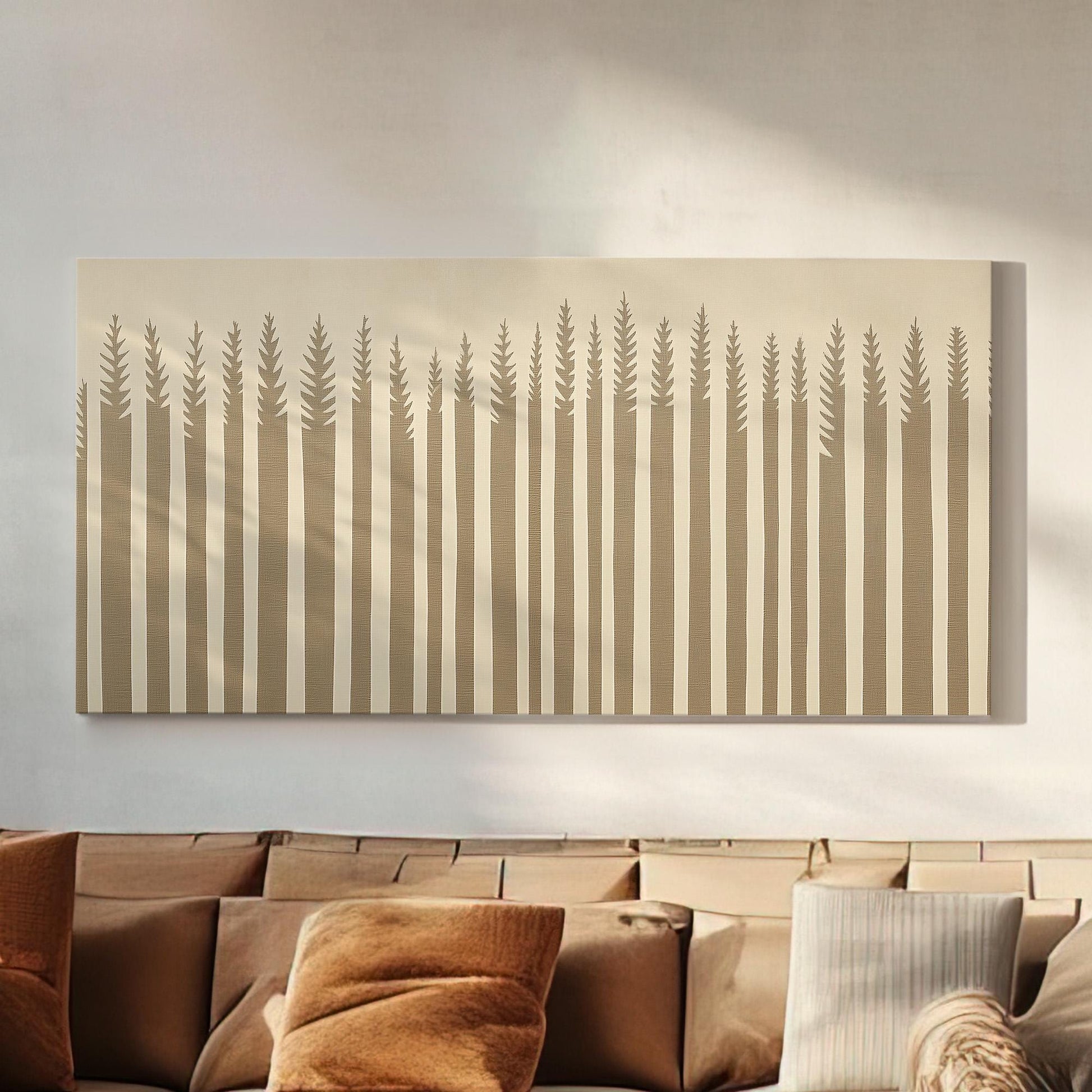 Timberline Serenity Wall Art For Bedroom, Horizontal Abstract Forest Canvas Print, Pine Forest Decor Canvas Art