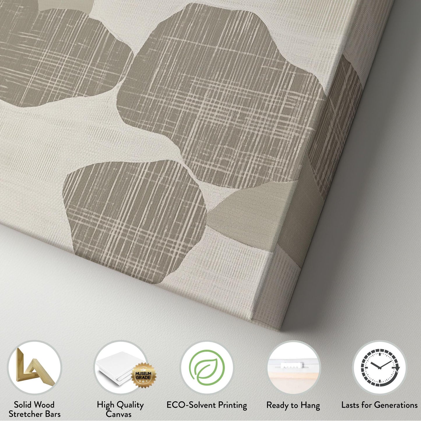 Stone Flow Wall Art Above Bed, Horizontal Organic Stone Canvas Print, Earthy Tones Decor Canvas Art