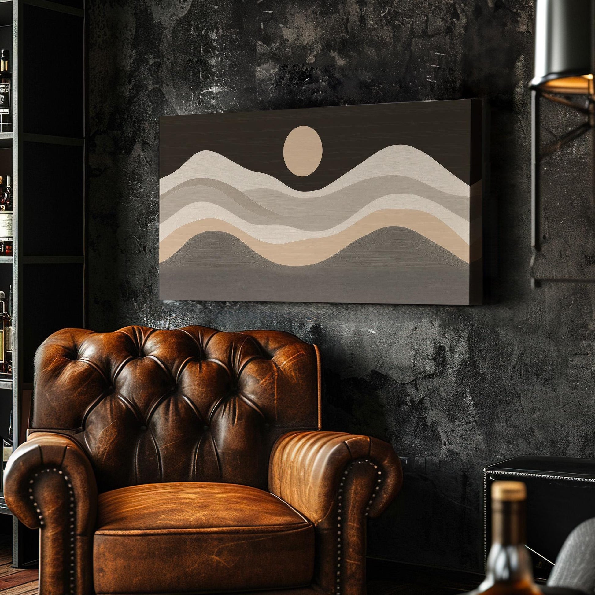 Moonlit Dunes Wall Art For Living Room, Horizontal Celestial Aesthetic Canvas Print, Boho Tranquil Decor Canvas Art