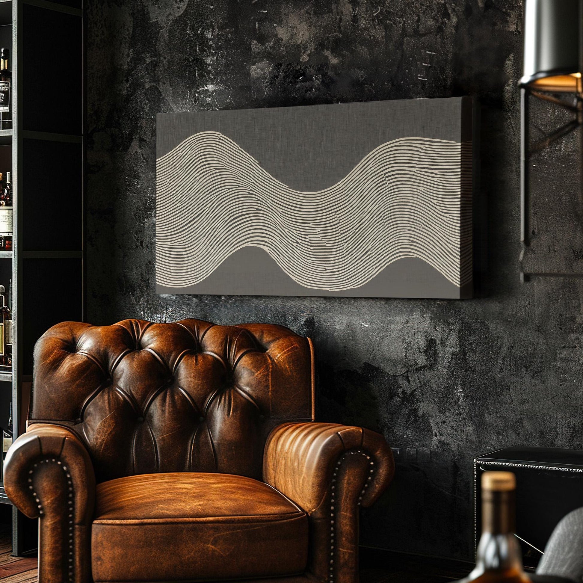 Fluid Echo Wall Art Above Couch, Horizontal Abstract Waves Canvas Print, Dynamic Scene Decor Canvas Art