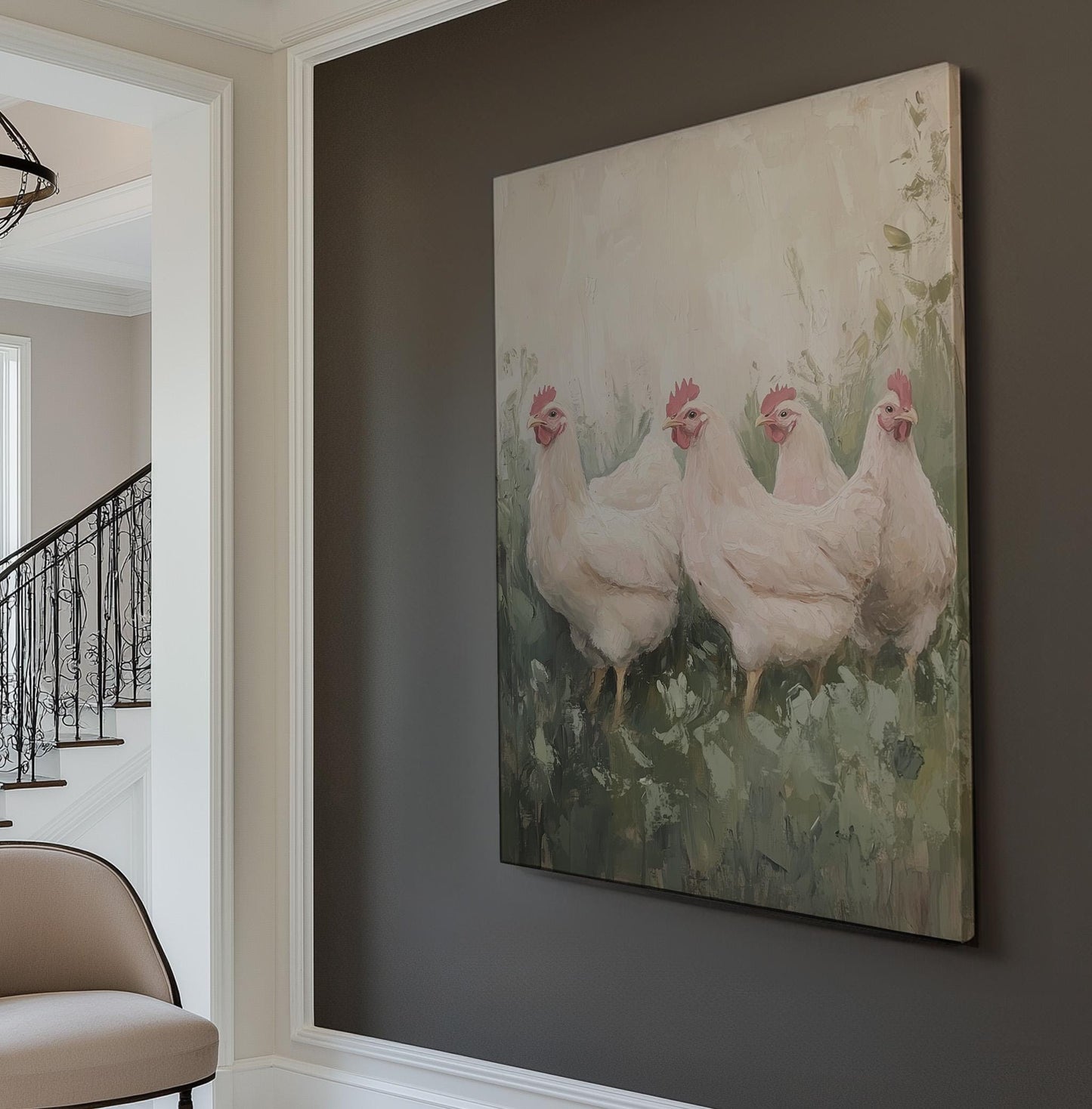 Rooster Farm Wall Art Rustic Farmhouse, Vertical Homestead Canvas Print, Chicken Coup Decor Canvas Art