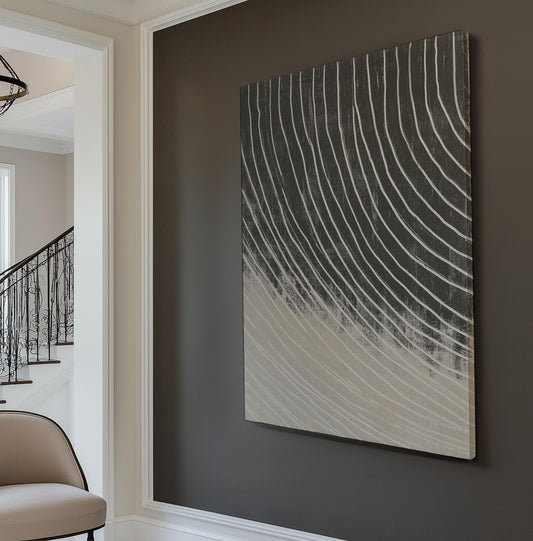 Monochrome Tornado Wall Art For Living Room, Vertical Statement Piece Canvas Print, Bold Abstract Decor Canvas Art