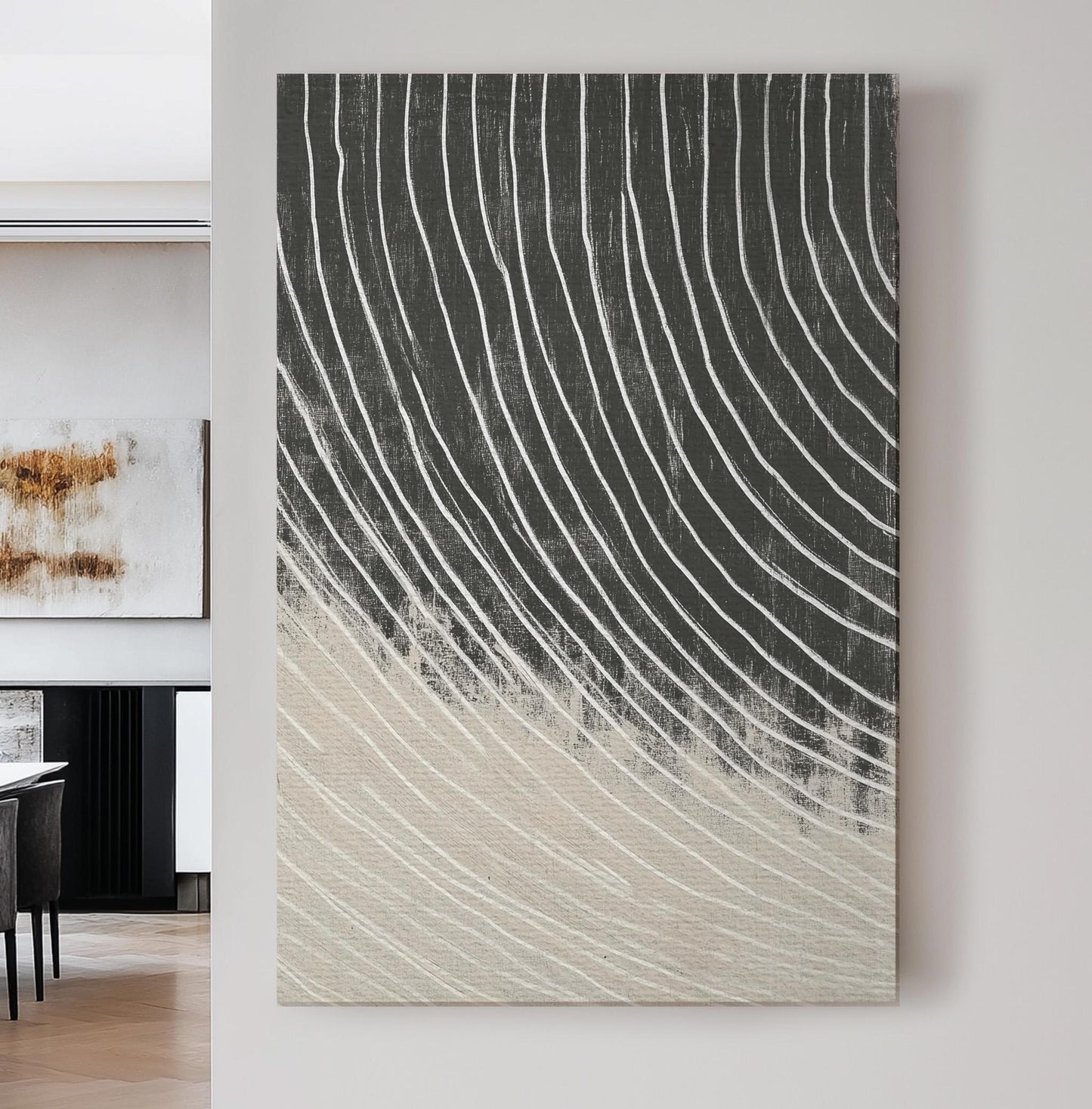 Monochrome Tornado Wall Art For Living Room, Vertical Statement Piece Canvas Print, Bold Abstract Decor Canvas Art