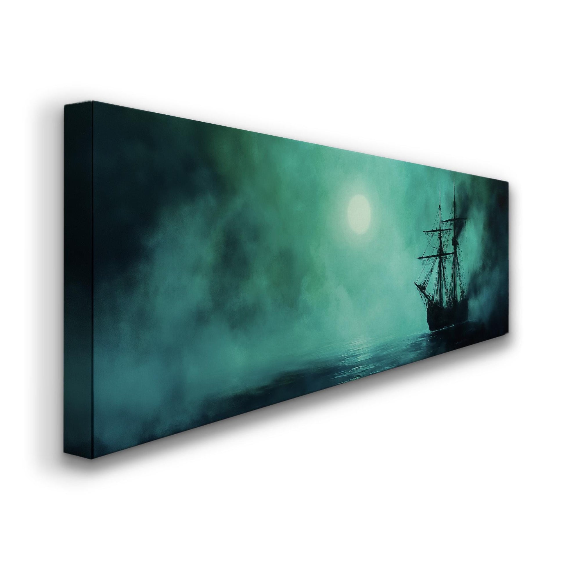 Abstract Pirate Ship Panoramic Art Wild Seas, Canvas Nautical Vibes Wall Art Print, Adventurous Decor Canvas Art