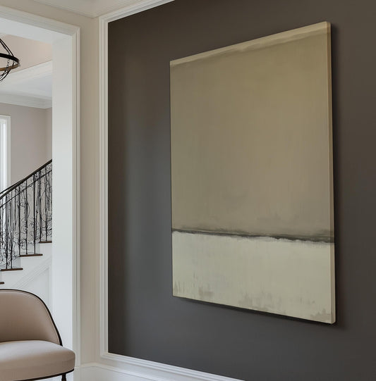 Beige and Grey Abstract Wall Art Minimal Serenity, Vertical Nature Colors Canvas Print, Moody Scene Decor Canvas Art