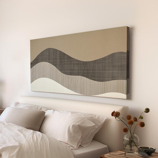 Desert Mountains Wall Art For Guest Room, Horizontal Earthy Boho Canvas Print, Abstract Dunes Decor Canvas Art