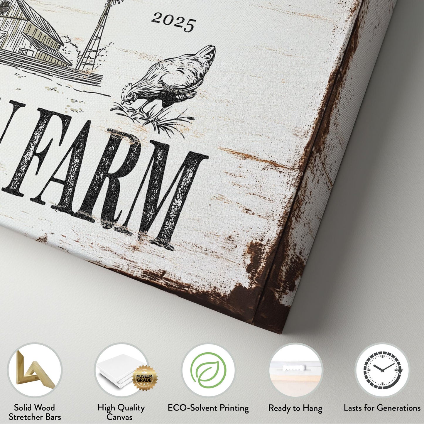 Rustic Chicken Farm Personalized Personalized Farm, Large Farm Fresh Canvas Print, Chicken Coop Decor Canvas Art