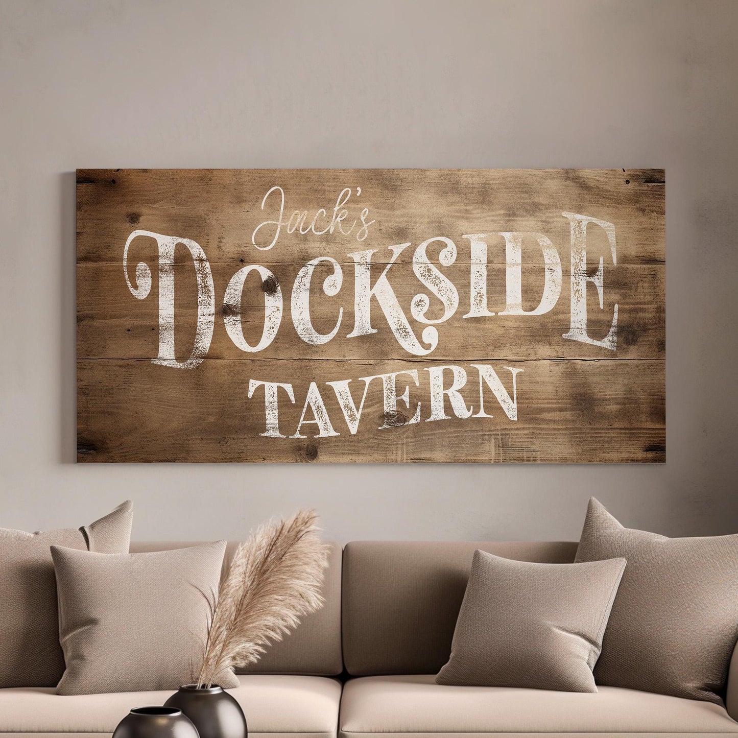 Personalized Tavern Sign Personalized Maritime History, Large Saloon Canvas Print, Rustic Coastal Decor Canvas Art