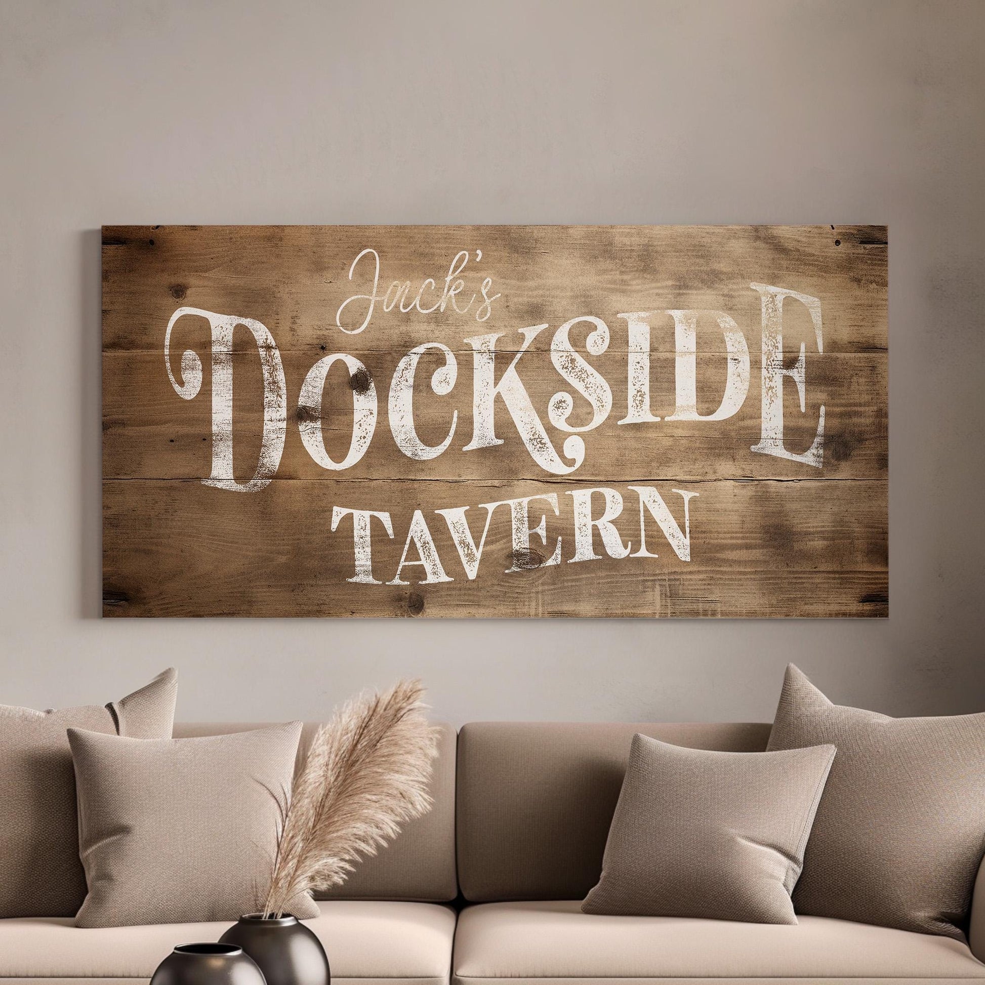 Personalized Tavern Sign Personalized Maritime History, Large Saloon Canvas Print, Rustic Coastal Decor Canvas Art