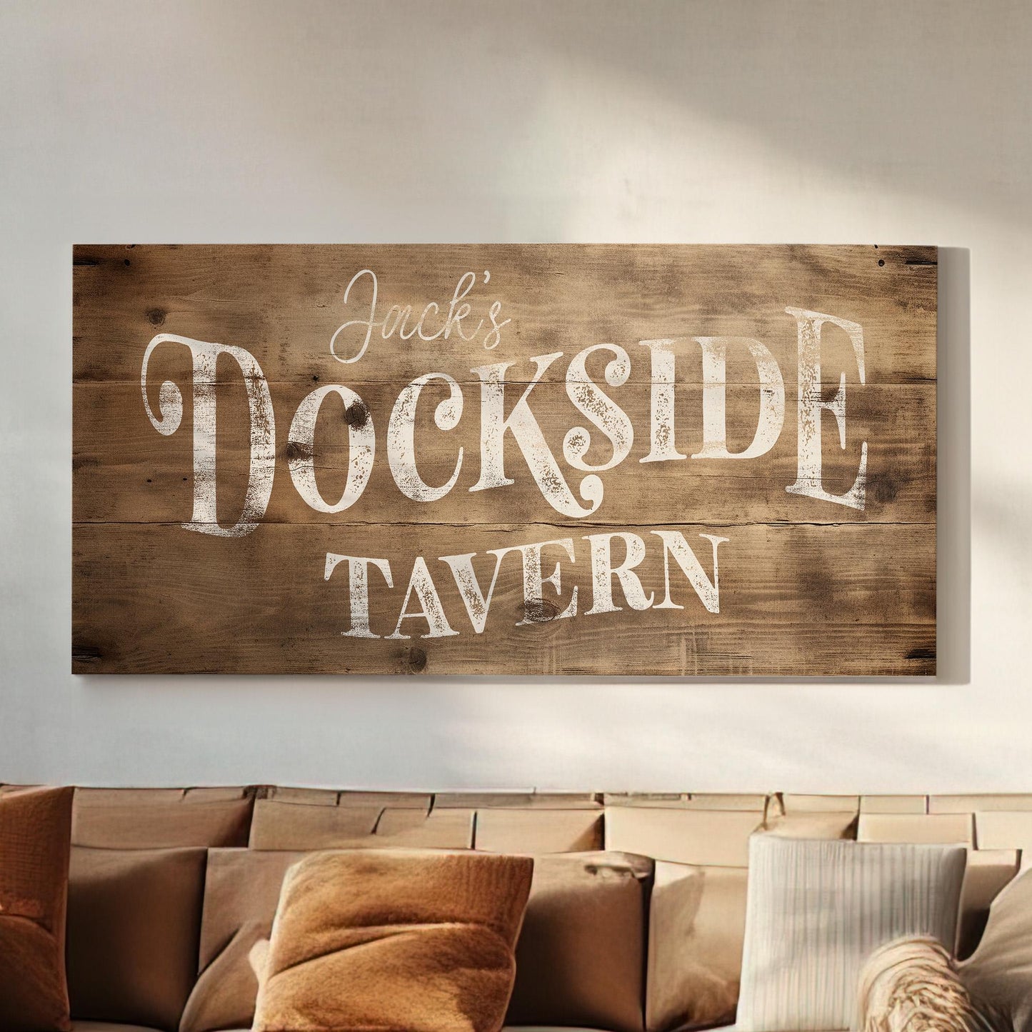 Personalized Tavern Sign Personalized Maritime History, Large Saloon Canvas Print, Rustic Coastal Decor Canvas Art