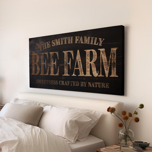 Personalized Bee Farm Sign Personalized Farmhouse, Large Honey Canvas Print, Country Home Decor Canvas Art