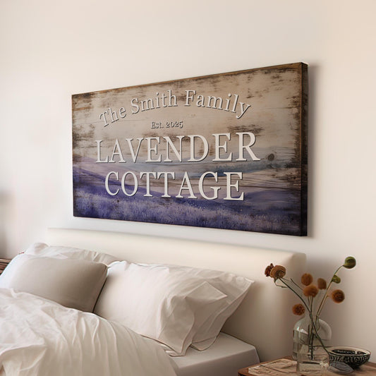 Lavender Cottage Decor Personalized Cottagecore, Large Countryside Canvas Print, Rustic Chic Decor Canvas Art