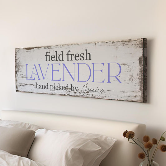 Field Fresh Lavender Sign Personalized Panoramic Personalized Rustic, Vintage Countryside Canvas Print, Rustic Chic Decor Canvas Art