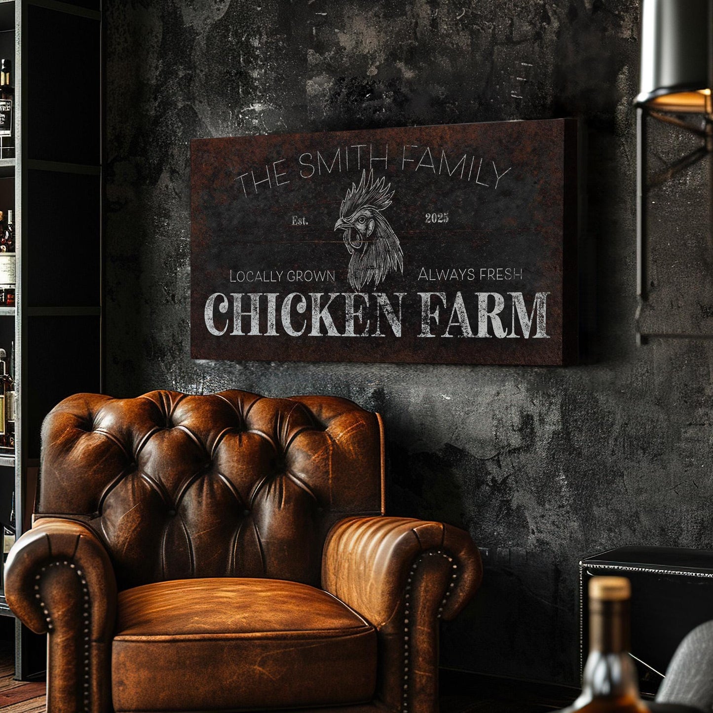 Rustic Rooster Farm Personalized Personalized Farm, Large Farm Fresh Canvas Print, Chicken Coop Decor Canvas Art