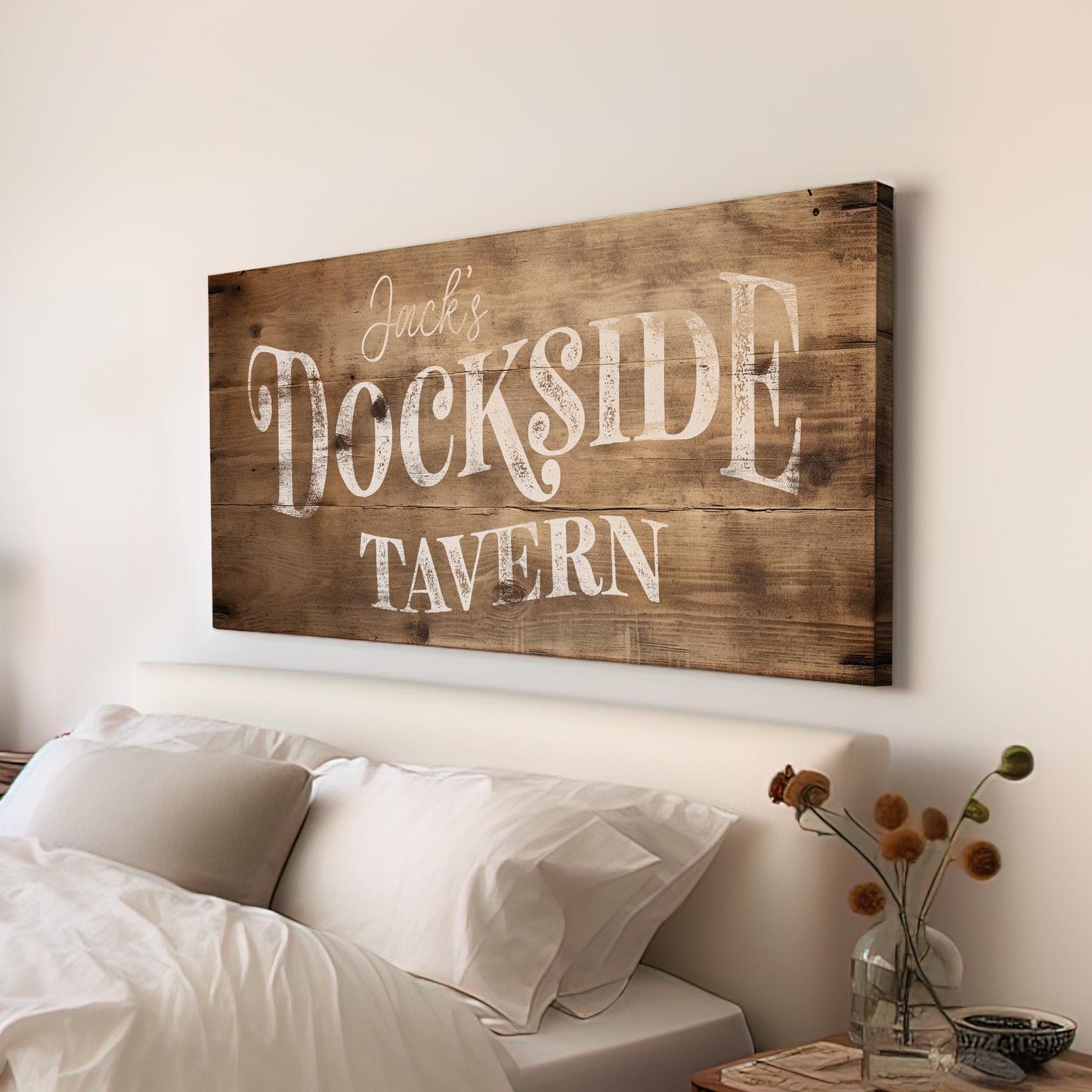 Personalized Tavern Sign Personalized Maritime History, Large Saloon Canvas Print, Rustic Coastal Decor Canvas Art