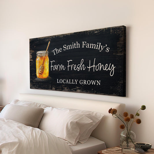 Farm Fresh Honey Sign Personalized Mason Jar, Large Personalized Canvas Print, Farmhouse Decor Canvas Art