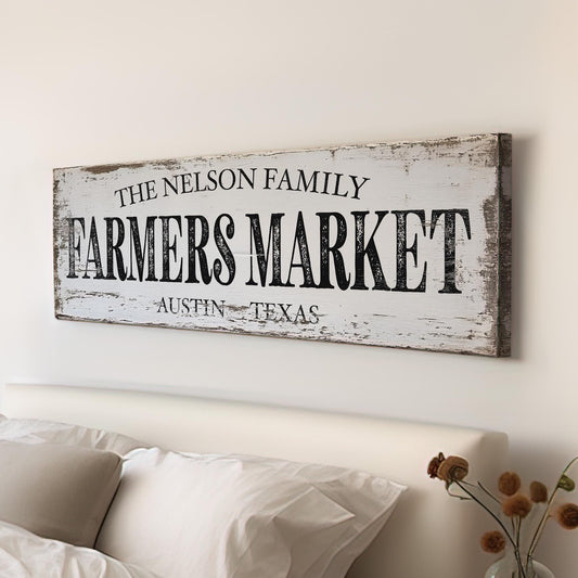 Vintage Farmers Market Sign Personalized Panoramic Rustic Farmhouse, Vintage Farm Fresh Canvas Print, Personalized Decor Canvas Art