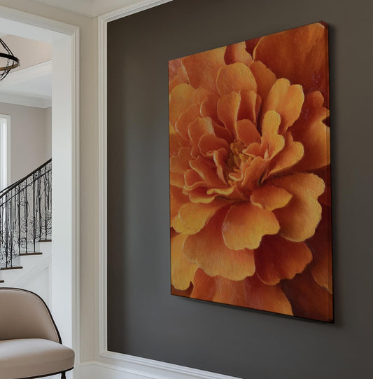 Vivid Bloom Canvas Art Textured Floral Print Contemporary Wall Art For Living Room Tangerine Glow Art Flower Decor Vertical Canvas
