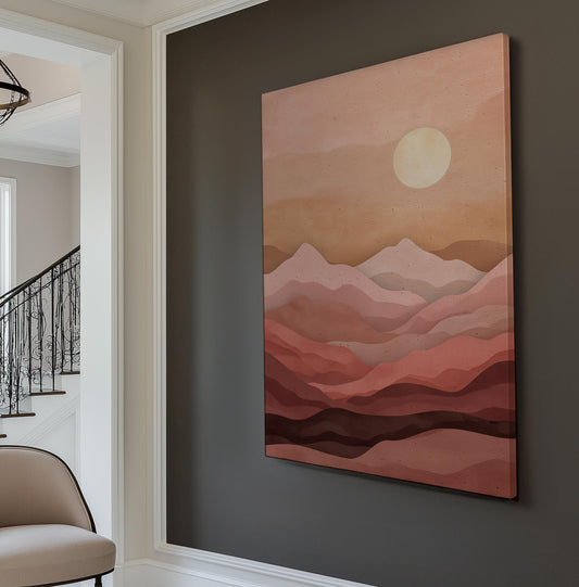 Abstract Mountain Canvas Art: Ethereal Dusk Landscape Print