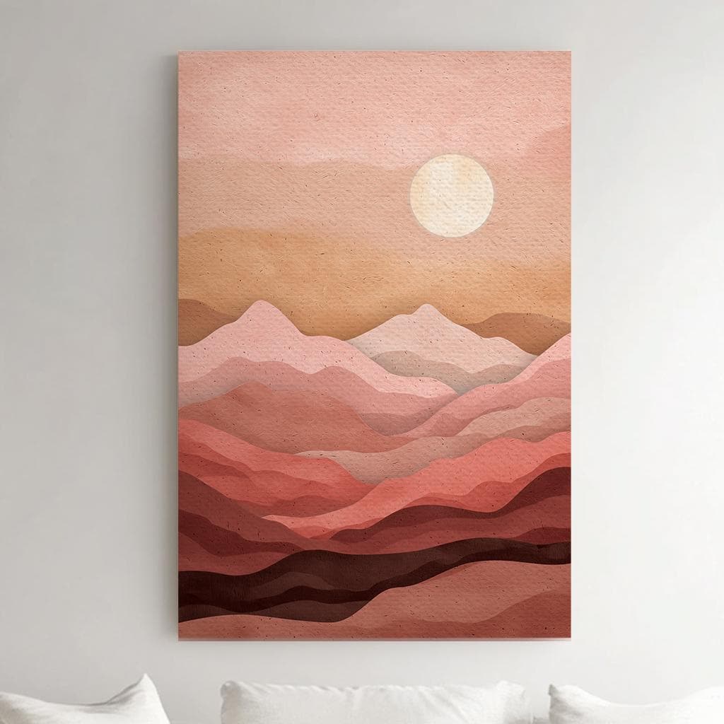 Abstract Mountain Canvas Art: Ethereal Dusk Landscape Print