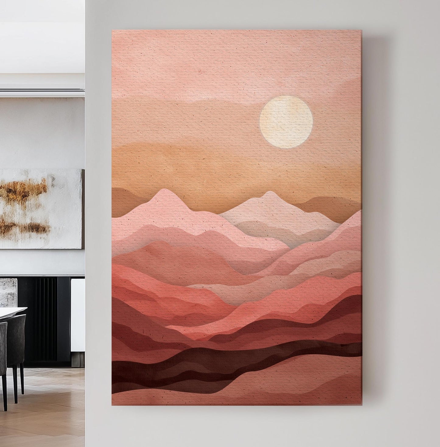 Abstract Mountain Canvas Art: Ethereal Dusk Landscape Print