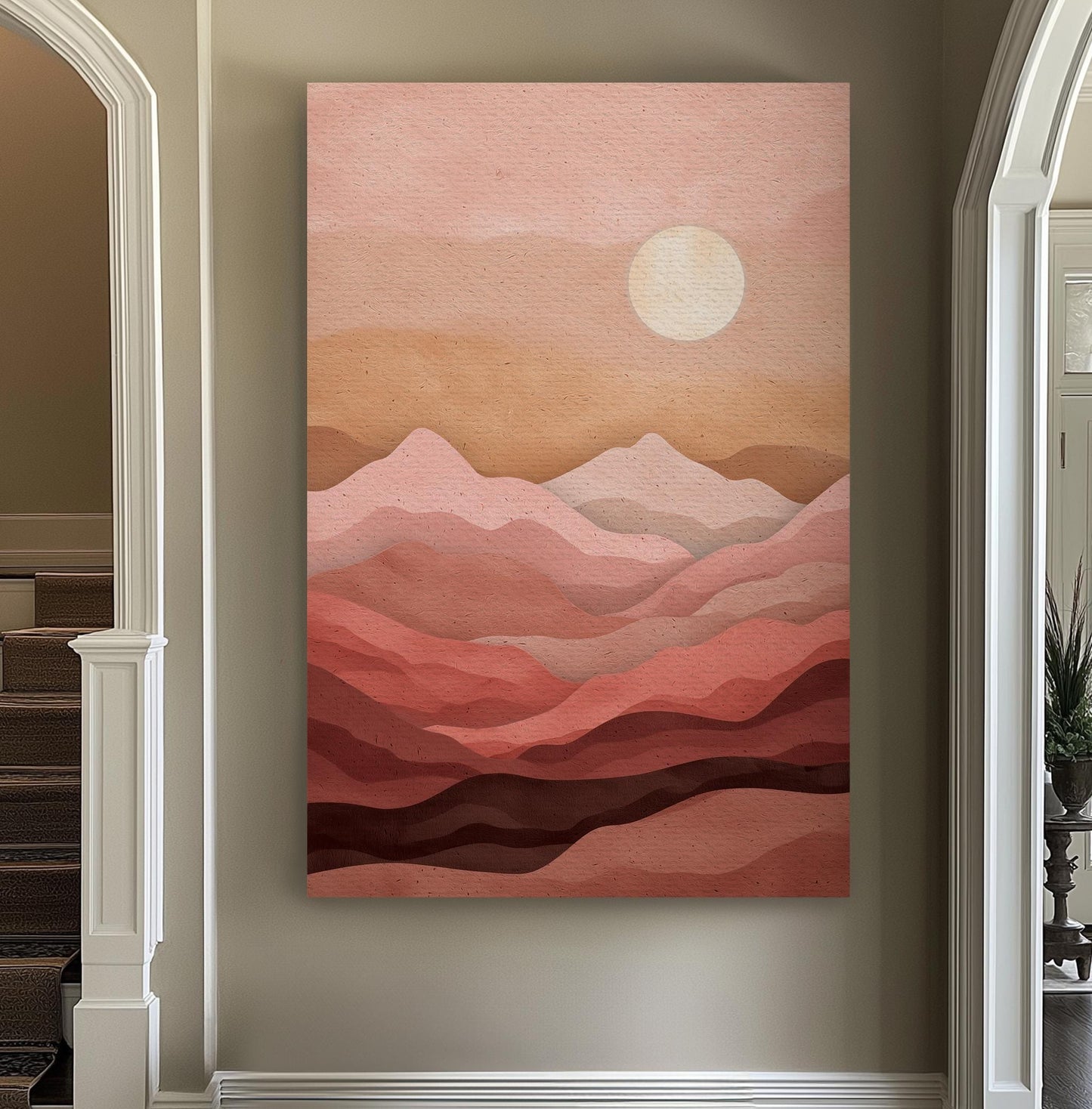 Abstract Mountain Canvas Art: Ethereal Dusk Landscape Print