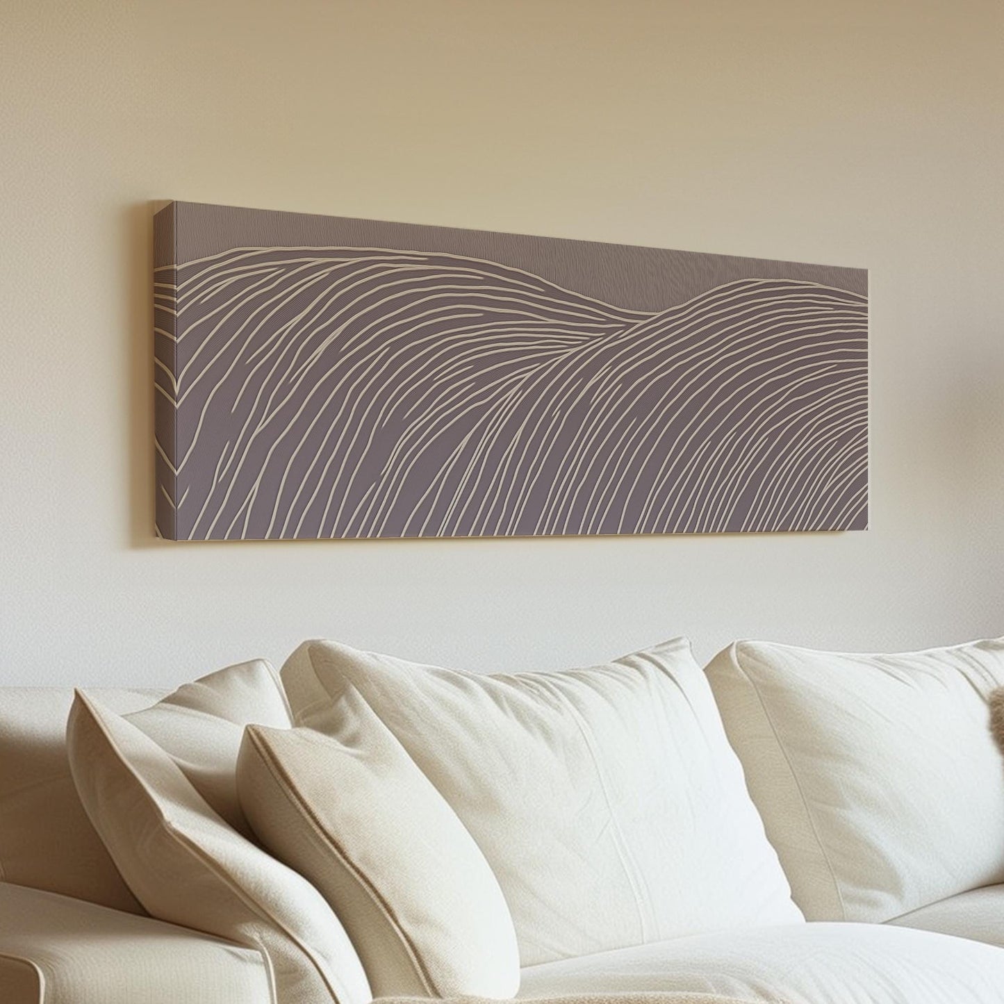 Winding Waves Canvas Art Abstract Print Minimalist Wall Art For Bedroom Lilac Haze Art Line Decor Panoramic Wall Art