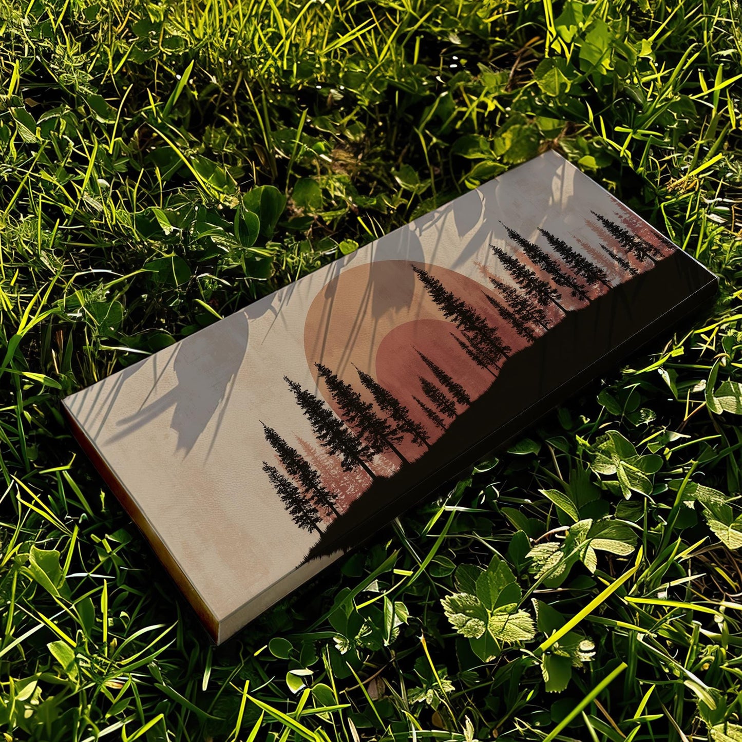 Sunset Pines Canvas Art Rustic Landscape Print Modern Wall Art For Living Room Terra Cotta Art Silhouette Forest Decor Panoramic Wall Art