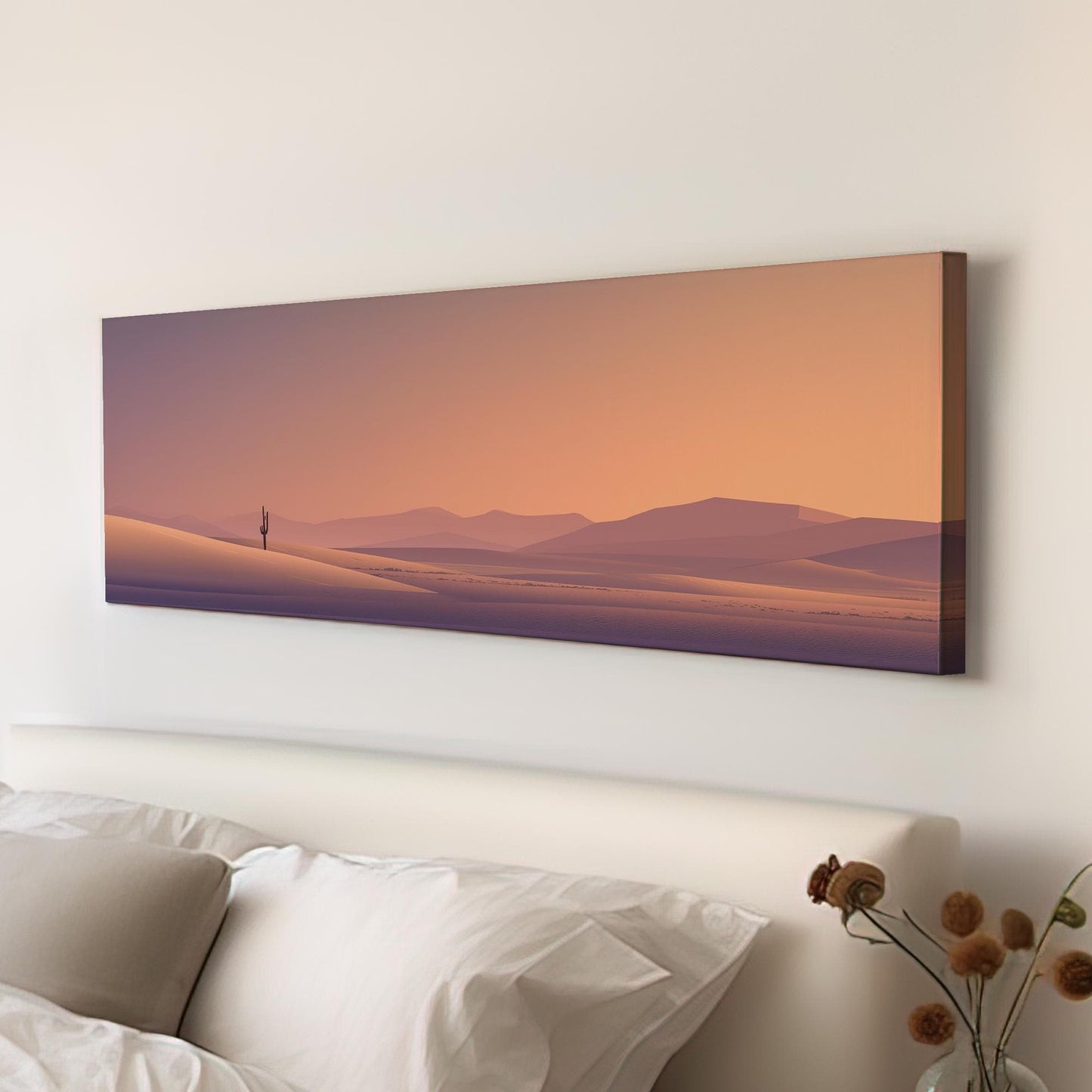 Silent Desert Evening Canvas Art Minimalist Print Modern Wall Art For Living Room Dusk Blush Art Landscape Decor Panoramic Wall Art