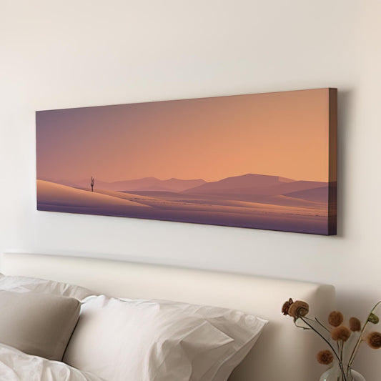 Silent Desert Evening Canvas Art Minimalist Print Modern Wall Art For Living Room Dusk Blush Art Landscape Decor Panoramic Wall Art