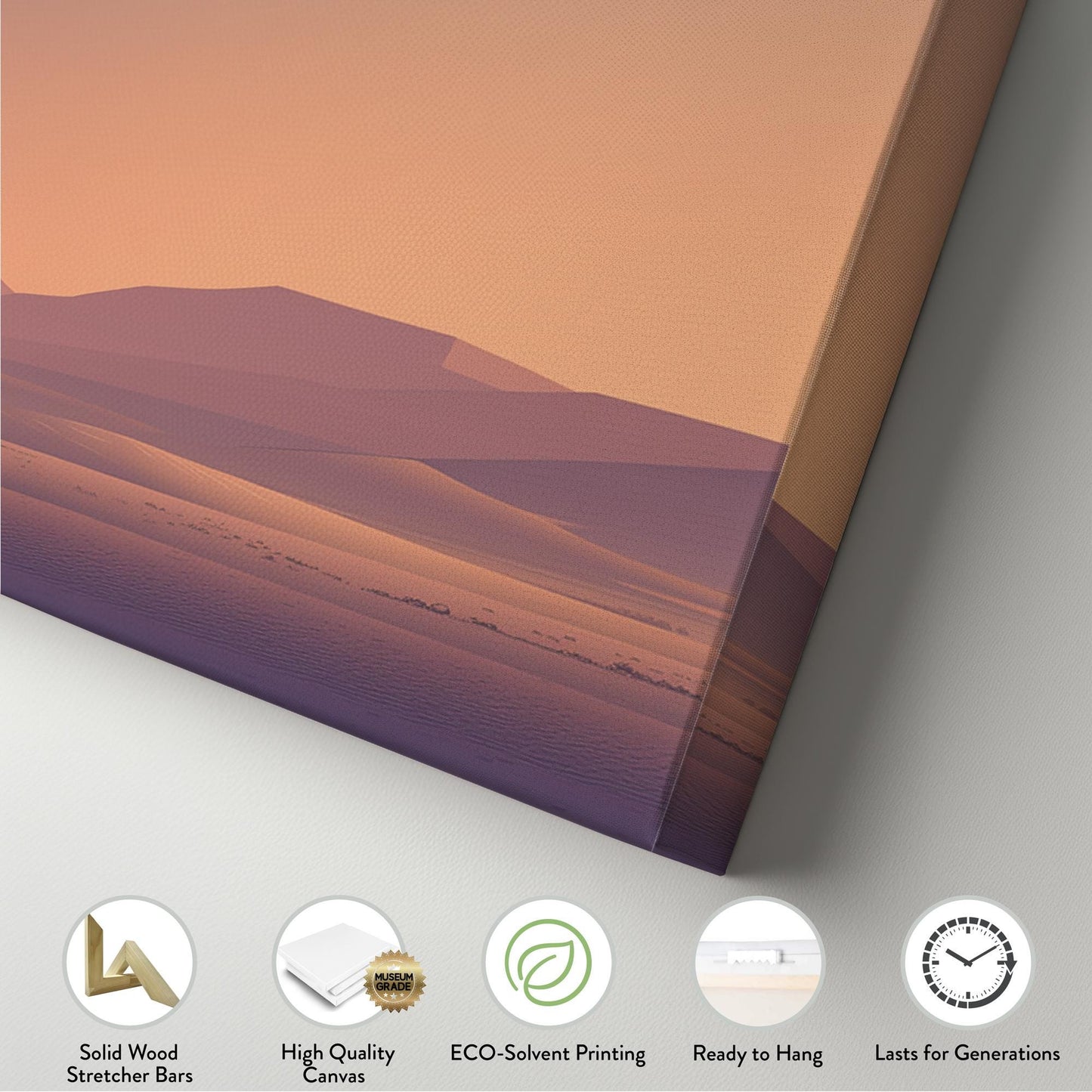 Silent Desert Evening Canvas Art Minimalist Print Modern Wall Art For Living Room Dusk Blush Art Landscape Decor Panoramic Wall Art