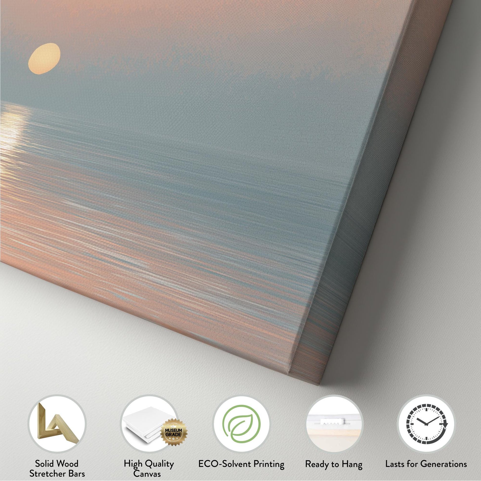 Serene Sunset Voyage Canvas Art Impressionist Print Coastal Wall Art For Living Room Peach Mist Art Sailboat Decor Panoramic Wall Art