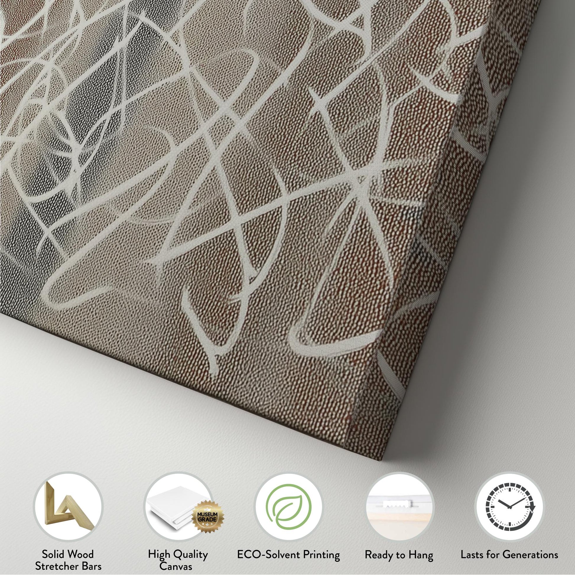 Interwoven Whispers Canvas Art Abstract Print Modern Wall Art For Living Room Cocoa Mist Art Line Patterns Decor Panoramic Wall Art
