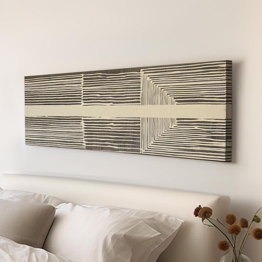 Geometric Lines Canvas Art: Modern Linear Design, Ashen Ivory Print