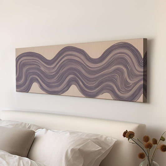 Fluid Waves Canvas Art Abstract Print Modern Wall Art For Living Room Lavender Haze Art Flowing Lines Decor Panoramic Wall Art