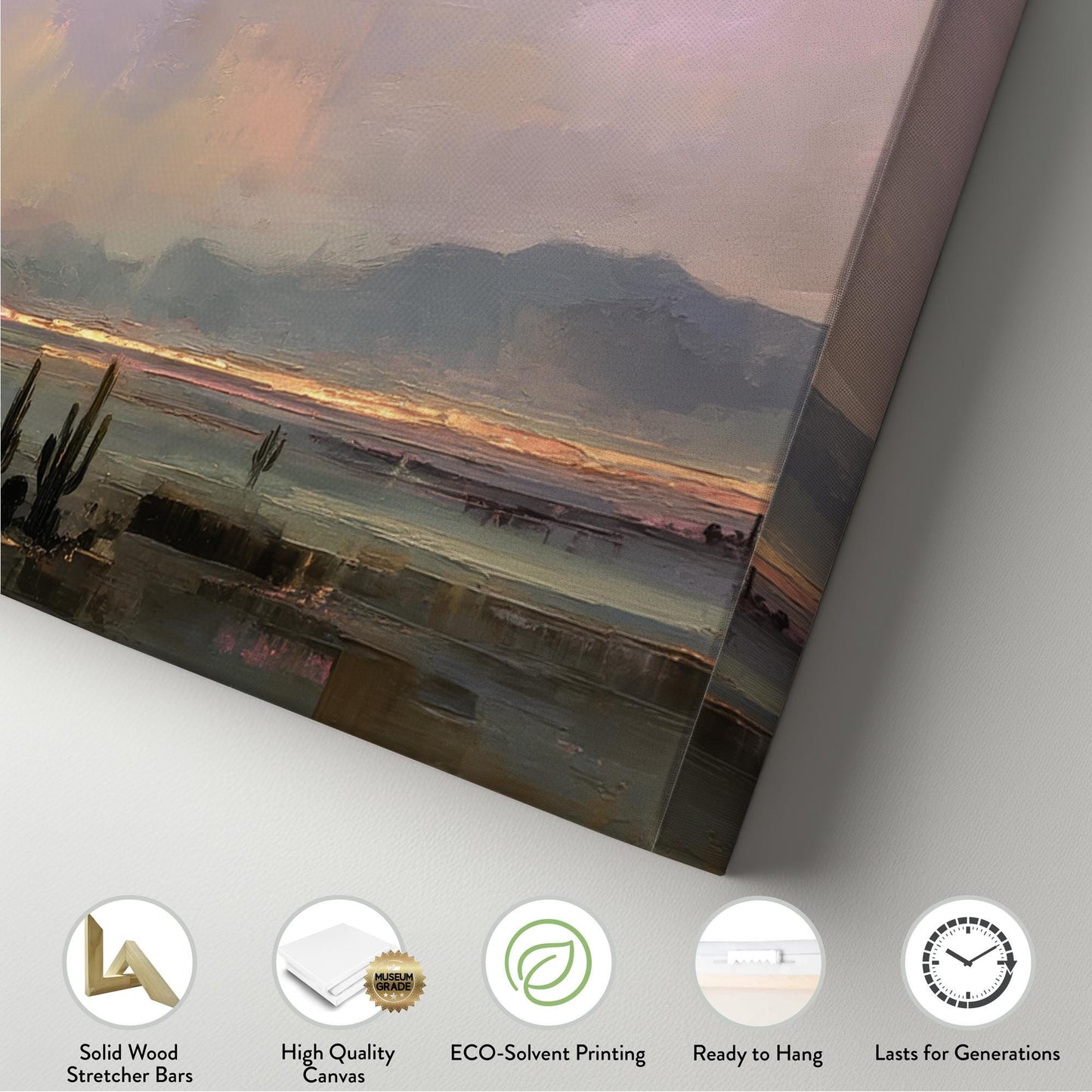 Desert Twilight Canvas Art Impressionist Print Modern Wall Art For Living Room Lavender Haze Art Mountain Landscape Decor Panoramic Wall Art
