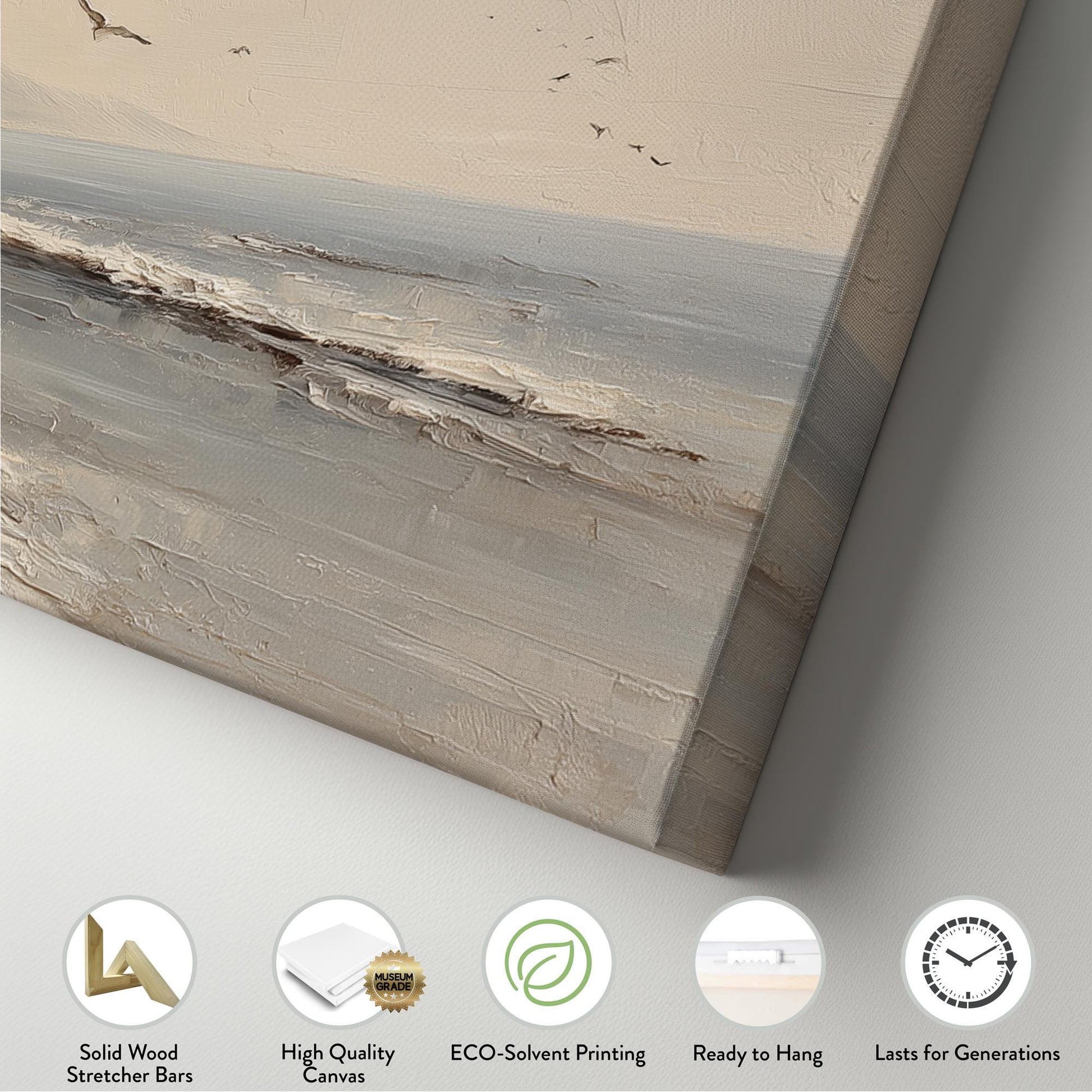 Coastal Serenity Canvas Art Impressionist Print Coastal Wall Art For Living Room Sand Dune Beige Art Seascape Decor Panoramic Wall Art