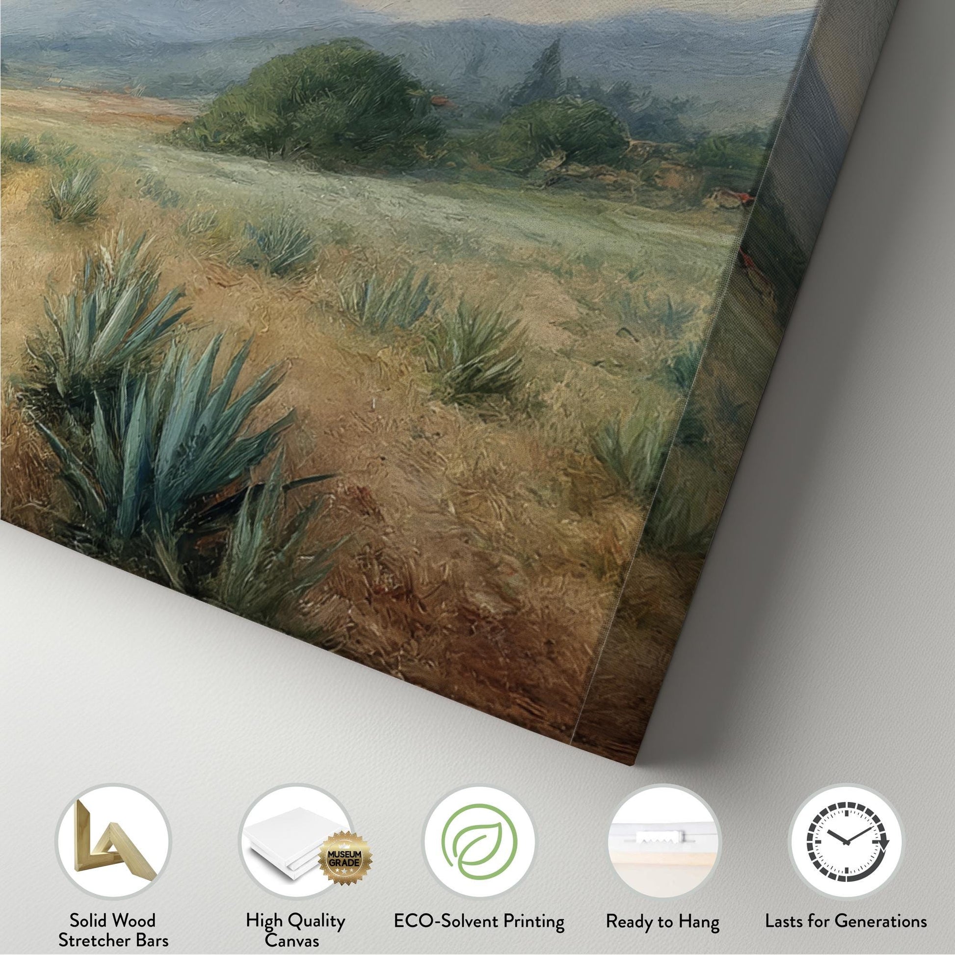 Agave Fields Panorama Canvas Art Landscape Print Rustic Wall Art For Living Room Sagebrush Green Art Countryside Decor Panoramic Wall Art