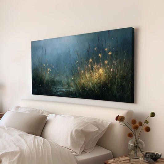 Whispers of Twilight Canvas Art | Impressionistic Print | Contemporary Wall Art For Living Room | Midnight Meadow Art | Natures Glow Art