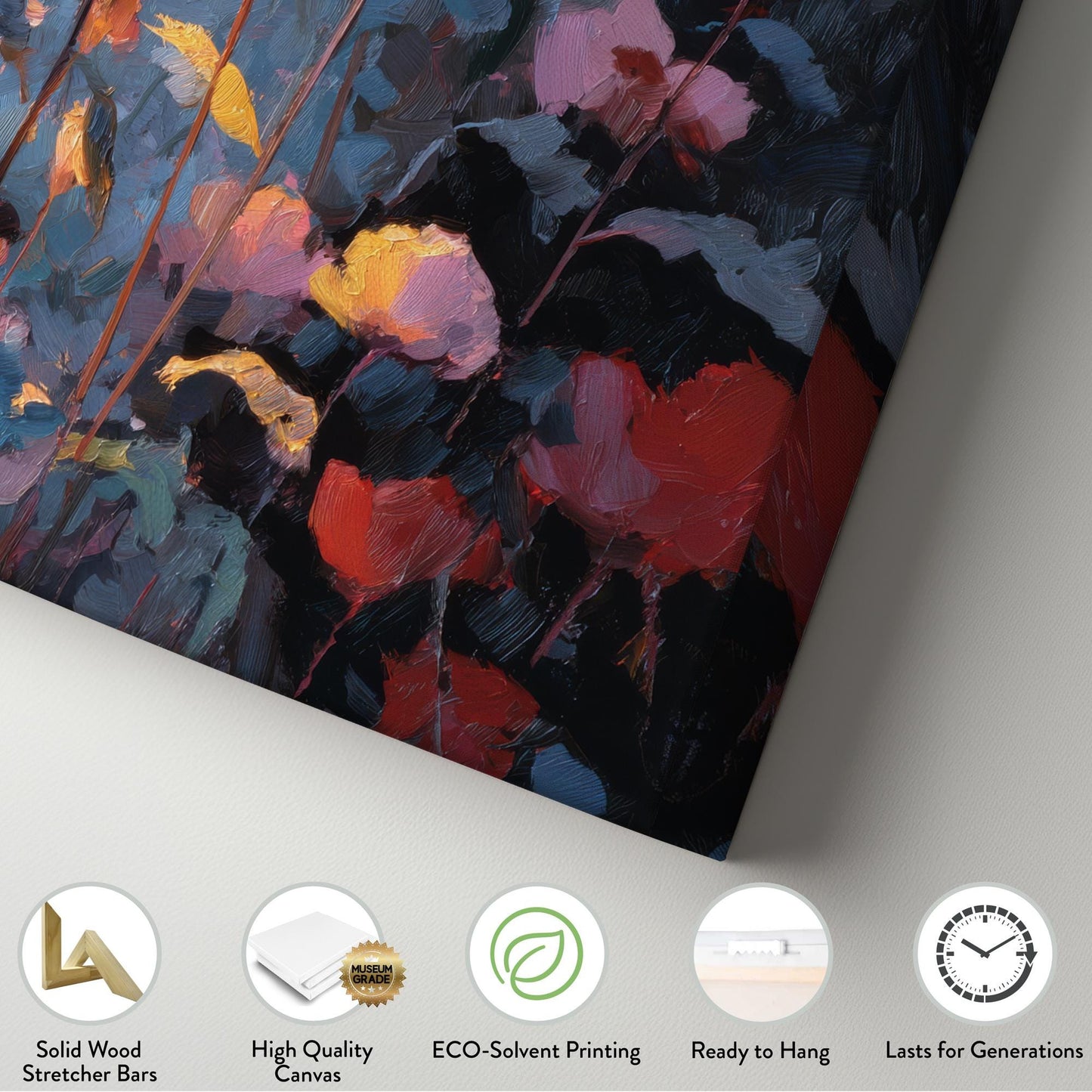 Vibrant Floral Symphony Canvas Art | Impressionist Print | Modern Wall Art For Living Room | Sunset Coral Art | Blooming Garden Decor Art
