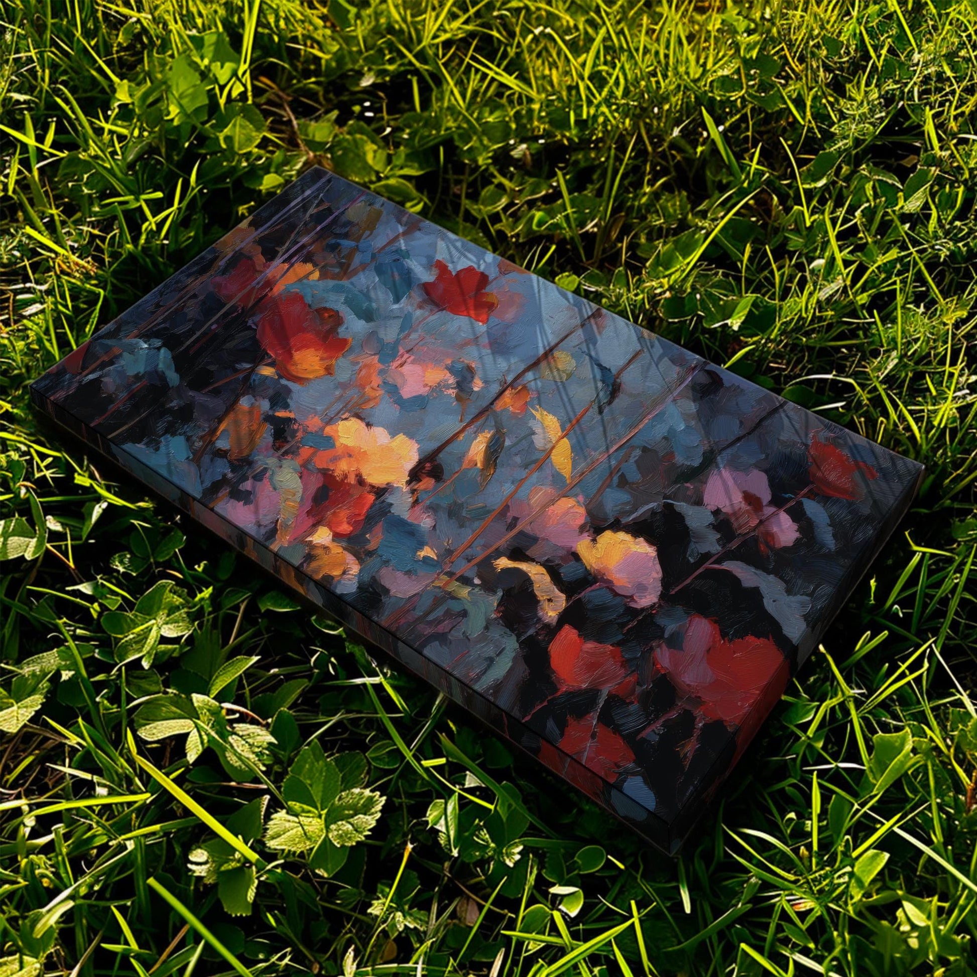 Vibrant Floral Symphony Canvas Art | Impressionist Print | Modern Wall Art For Living Room | Sunset Coral Art | Blooming Garden Decor Art