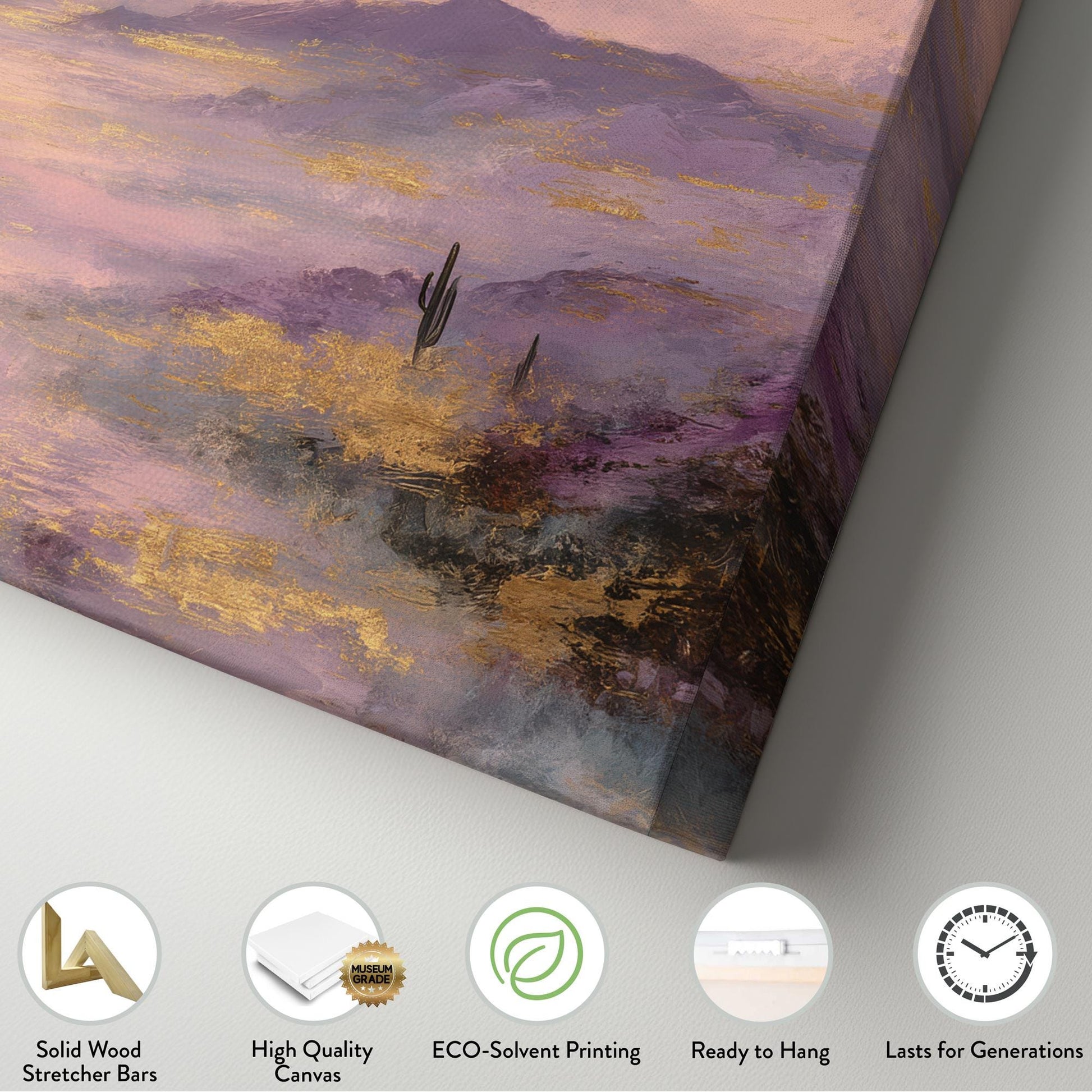 Misty Mountain Serenity Canvas Art | Impressionist Print | Bohemian Wall Art For Living Room | Lavender Twilight Art | Desert Landscape Art