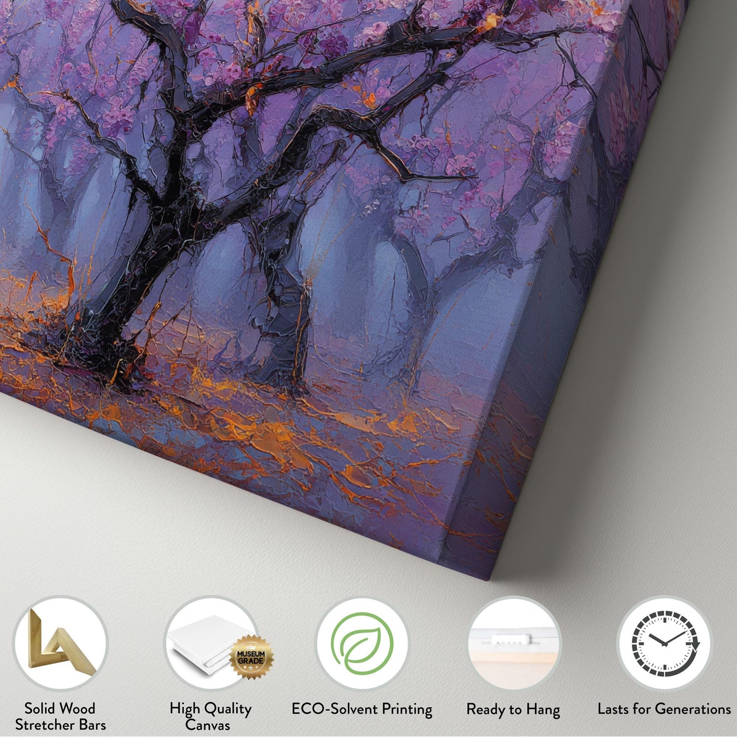 Misty Blossom Canvas Art | Impressionist Print | Modern Wall Art For Living Room | Lavender Haze Art | Tree Landscape Decor Horizontal Art
